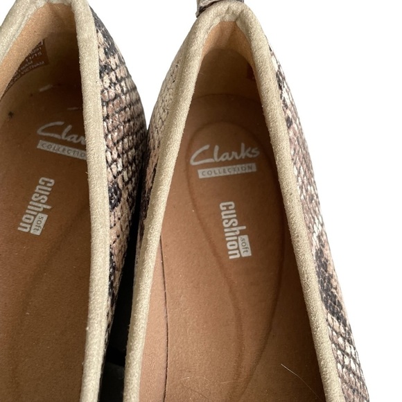 CLARKS Collection Slip On Espadrilles Shoes Snake Print Tan Brown 8.5 - Picture 8 of 12